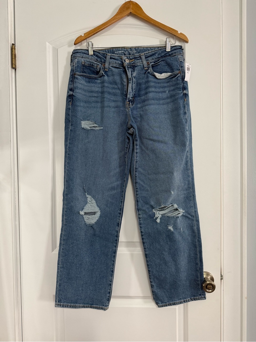 Old Navy OG Loose Distressed Blue Straight-Leg Jeans